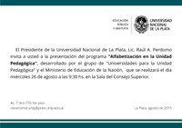 Presentación del Proyecto "Alfabetización en la Unidad Pedagógica" en la UNLP